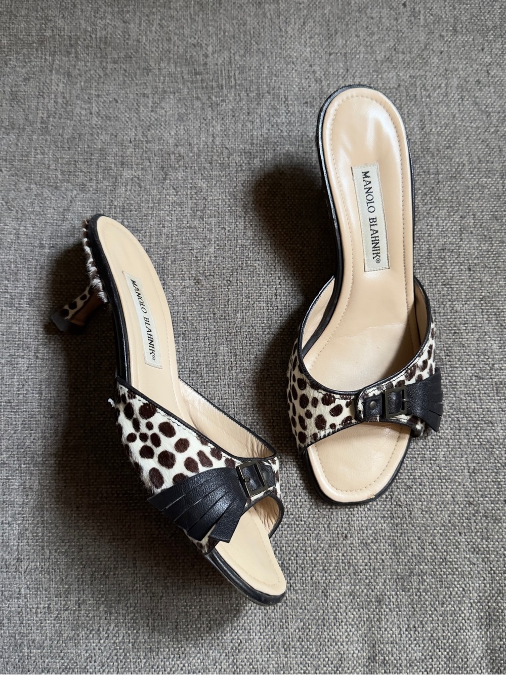 Vintage Manolo Blahnik pony hair heeled sandals